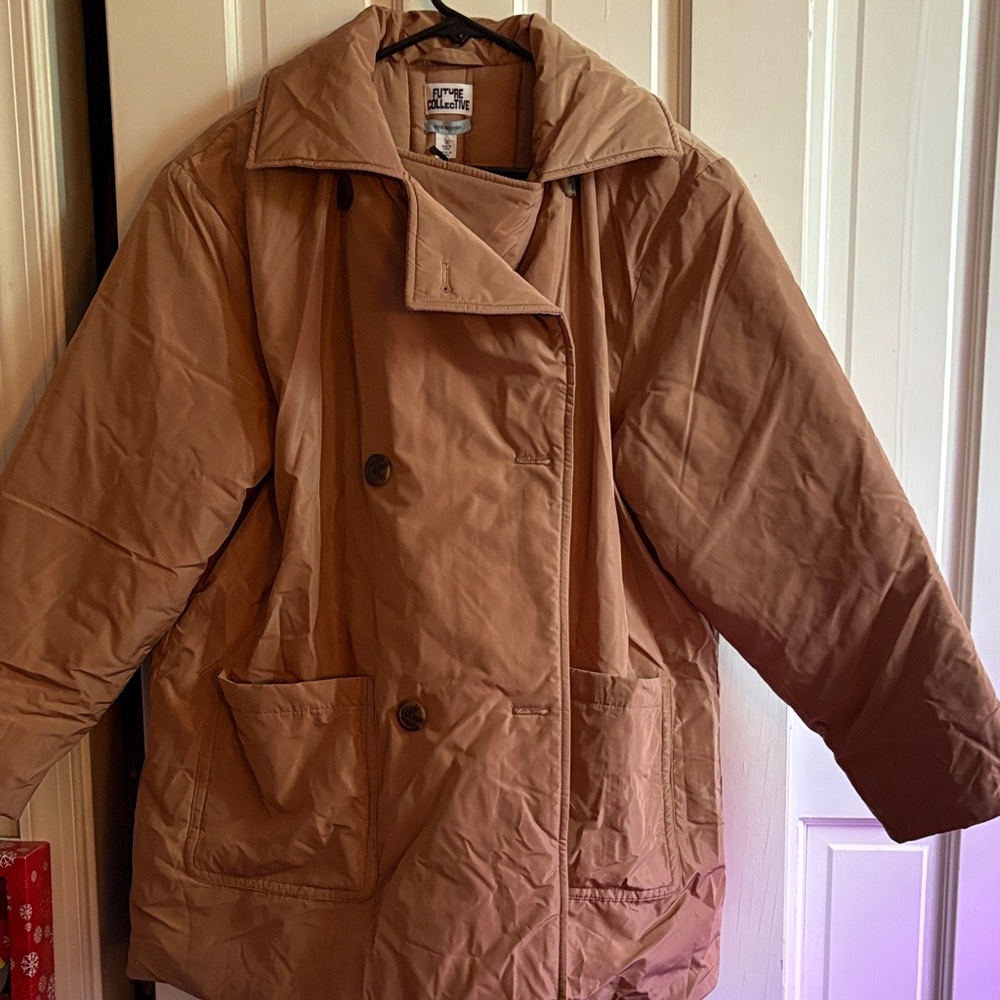 NWT future collective Tan Quilted Jacket size medium